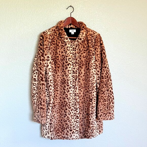 Vintage Y2k Leopard Faux Fur Statement Coat by Cato Size XL - Picture 5 of 11